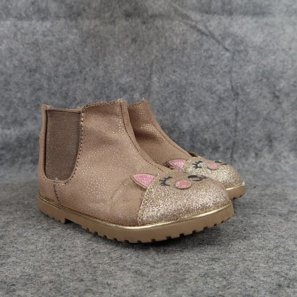 Self Esteem Shoes Kids 9 Boots Animal Glitter Casual Girls Zip Brown Kitten Cat